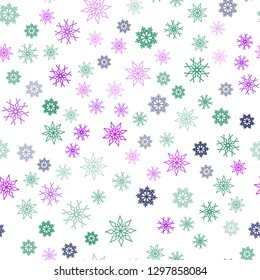 Dark Pink, Blue vector seamless layout with bright snowflakes. Glitter abstract illustration with crystals of ice. Pattern for trendy fabric, wallpapers.