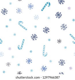 Dark Pink, Blue vector seamless layout with christmas sweet desserts.