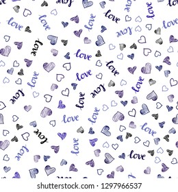 Dark Pink, Blue vector seamless cover with quote LOVE YOU, hearts. Illustration with phrase LOVE YOU, hearts for valentine's day. Design for wallpaper, fabric makers.