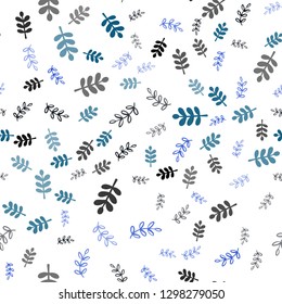 Dark Pink, Blue vector seamless doodle background with leaves, branches. Colorful abstract illustration with leaves in doodle style. Design for textile, fabric, wallpapers.