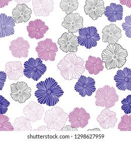 Dark Pink, Blue vector seamless elegant background with flowers. An elegant bright illustration with flowers. Texture for window blinds, curtains.