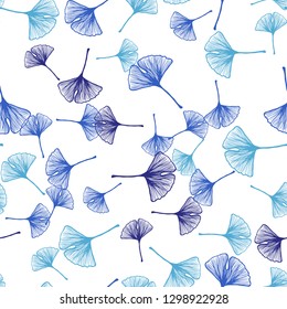 Dark Pink, Blue vector seamless doodle pattern with leaves. Brand new colored illustration in blurry style with leaves. Texture for window blinds, curtains.