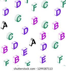 Dark Pink, Blue vector seamless backdrop with 3D english symbols. Shining colorful 3D illustration with isolated letters. Pattern for trendy fabric, wallpapers.