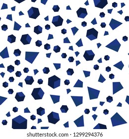 Dark Pink, Blue vector seamless, isometric template with crystals, squares. Illustration with colorful triangles, rectangles. Design for textile, fabric, wallpapers.