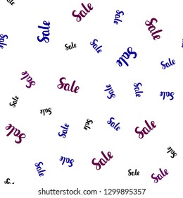 Dark Pink, Blue vector seamless template with selling words. Gradient illustration with discount signs on white backdrop. Backdrop for ads, leaflets of Black Friday.