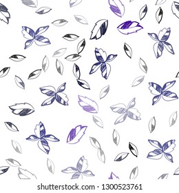 Dark Pink, Blue vector seamless abstract backdrop with leaves. A vague abstract illustration with leaves in doodles style. Pattern for trendy fabric, wallpapers.