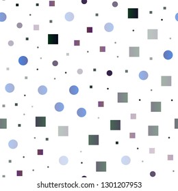 Dark Pink, Blue vector seamless template with spots, rectangles. Illustration with set of shining colorful abstract circles, cubes. Trendy design for wallpaper, fabric makers.