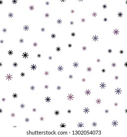 Dark Pink, Blue vector seamless pattern with christmas snowflakes. Glitter abstract illustration with crystals of ice. Texture for window blinds, curtains.