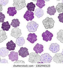 Dark Pink, Blue vector seamless abstract backdrop with flowers. Doodle illustration of flowers in Origami style. Template for business cards, websites.