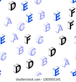 Dark Pink, Blue vector seamless pattern with 3D ABC symbols. Abstract illustration with colorful 3D latin alphabet. Texture for window blinds, curtains.