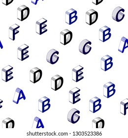 Dark Pink, Blue vector seamless template with 3D isolated letters. Modern geometrical illustration with 3D ABC english symbols. Design for textile, fabric, wallpapers.