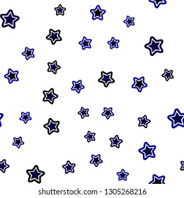 Dark Pink, Blue vector seamless cover with small and big stars. Modern geometrical abstract illustration with stars. Texture for window blinds, curtains.