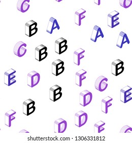 Dark Pink, Blue vector seamless texture with 3D ABC characters. Abstract illustration with 3D ABC symbols. Pattern for design of fabric, wallpapers.
