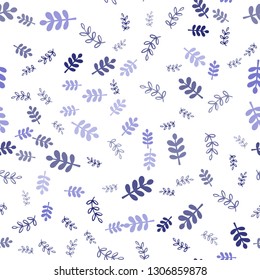 Dark Pink, Blue vector seamless doodle texture with leaves, branches. Leaves and branches with gradient on white background. Design for wallpaper, fabric makers.