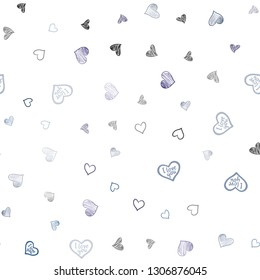 Dark Pink, Blue vector seamless texture with lovely hearts. Decorative shining illustration with hearts on abstract template. Pattern for carnival, festival romantic leaflets.