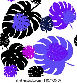 Dark Pink, Blue vector seamless natural backdrop with leaves. leaves on elegant natural pattern with gradient. Template for business cards, websites.