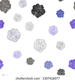Dark Pink, Blue vector seamless abstract background with flowers. Brand new colored illustration with flowers. Texture for window blinds, curtains.