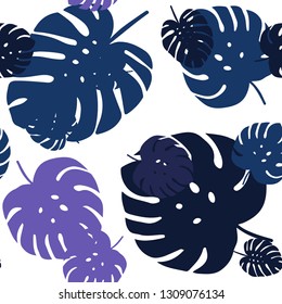 Dark Pink, Blue vector seamless doodle background with leaves. An elegant bright illustration with leaves in Natural style. Texture for window blinds, curtains.