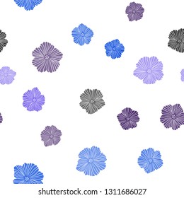 Dark Pink, Blue vector seamless elegant template with flowers. Colorful illustration in doodle style with flowers. Design for textile, fabric, wallpapers.