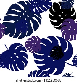 Dark Pink, Blue vector seamless abstract backdrop with leaves. leaves on blurred abstract background with gradient. Texture for window blinds, curtains.