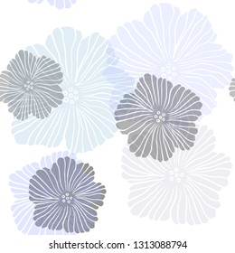 Dark Pink, Blue vector seamless natural pattern with flowers. Glitter abstract illustration with flowers. Template for business cards, websites.