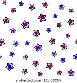 Dark Pink, Blue vector seamless cover with small and big stars. Stars on blurred abstract background with gradient. Design for textile, fabric, wallpapers.