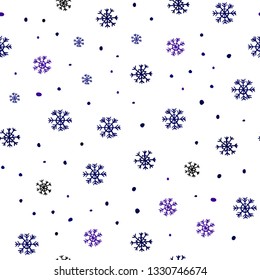 Dark Pink, Blue vector seamless layout with bright snowflakes. Glitter abstract illustration with crystals of ice. Pattern for design of window blinds, curtains.