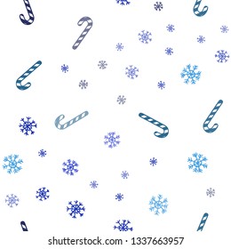 Dark Pink, Blue vector seamless layout with christmas sweet desserts.