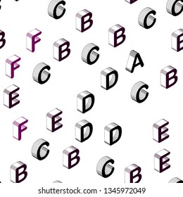 Dark Pink, Blue vector seamless pattern with 3D ABC symbols. Shining colorful 3D illustration with isolated letters. Texture for window blinds, curtains.