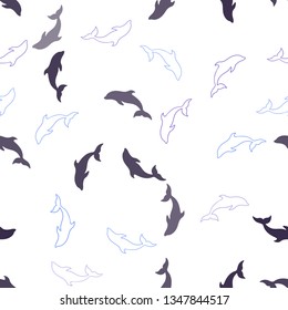 Dark Pink, Blue vector seamless pattern with sea dolphins. Natural illustration with sea dolphins. Template for natural magazines.