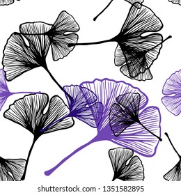Dark Pink, Blue vector seamless abstract background with leaves. Sketchy doodles with leaves on blurred background. Pattern for design of fabric, wallpapers.