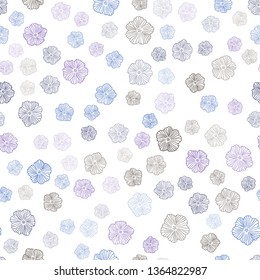 Dark Pink, Blue vector seamless doodle background with flowers. Modern abstract illustration with flowers. Design for textile, fabric, wallpapers.