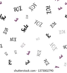 Dark Pink, Blue vector seamless background with 70 % signs of sales. Colored words of sales with gradient on white background. Template for season sales, shopping ads.