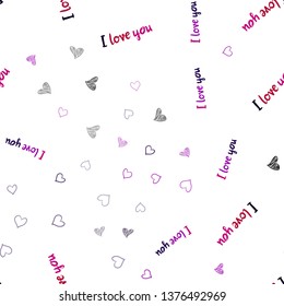 Dark Pink, Blue vector seamless pattern with colorful hearts. Beautiful colored illustration with hearts in celebration style. Design for ad, poster, banner of Valentine Day.