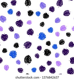 Dark Pink, Blue vector seamless doodle pattern with leaves. Decorative illustration with doodles on abstract template. Template for business cards, websites.