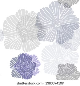 Dark Pink, Blue vector seamless elegant wallpaper with flowers. Abstract illustration with flowers in doodles style. Design for textile, fabric, wallpapers.