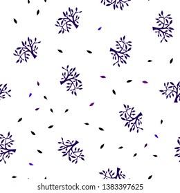 Dark Pink, Blue vector seamless abstract backdrop with leaves, branches. Glitter abstract illustration with leaves and branches. Design for wallpaper, fabric makers.