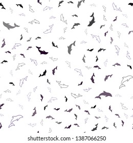 Dark Pink, Blue vector seamless backdrop with ocean dolphins. Shining illustration of colorful gradient sea dolphins. Pattern for websites of animals.