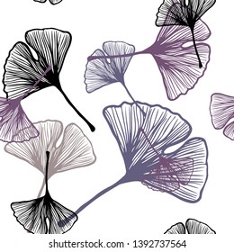 Dark Pink, Blue vector seamless doodle layout with leaves. leaves on blurred abstract background with gradient. Texture for window blinds, curtains.