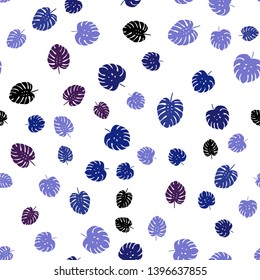 Dark Pink, Blue vector seamless abstract backdrop with leaves. Decorative illustration with doodles on abstract template. Pattern for trendy fabric, wallpapers.