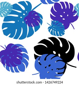 Dark Pink, Blue vector seamless doodle layout with leaves. leaves on blurred abstract background with gradient. Design for wallpaper, fabric makers.