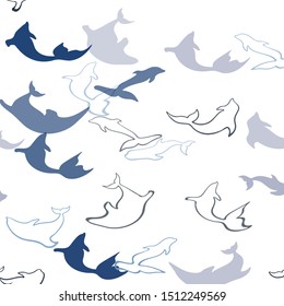 Dark Pink, Blue vector seamless backdrop with ocean dolphins. Decorative design in natural style with sea dolphins. Template for natural magazines.