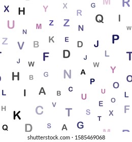 Dark Pink, Blue vector seamless texture with ABC characters. Shining colorful illustration with isolated letters. Design for wallpaper, fabric makers.