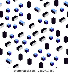 Dark Pink, Blue vector seamless, isometric cover in polygonal style. Modern abstract illustration with colorful rectangles. Design for textile, fabric, wallpapers.