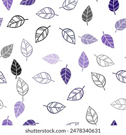 Dark Pink, Blue vector seamless doodle template with leaves. Sketchy doodles with leaves on blurred background. Template for business cards, websites.