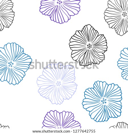 Dark Pink, Blue vector seamless doodle template with flowers. Colorful illustration with flowers in doodle style. Pattern for design of fabric, wallpapers.