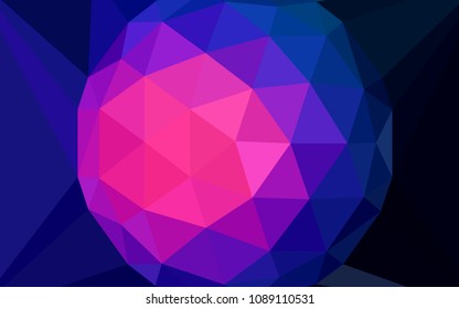 Dark Pink, Blue vector shining triangular backdrop with a gem in a centre. Polygonal abstract illustration with gradient. Pattern for a brand book's backdrop.
