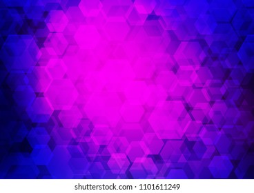 Dark Pink, Blue vector shining hexagonal pattern. Shining illustration, which consist of hexagons. The best hexagonal design for your business.