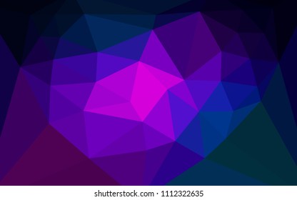 Dark Pink, Blue vector shining triangular cover with a heart in a centre. Polygonal abstract illustration with gradient. A completely new design for your leaflet.
