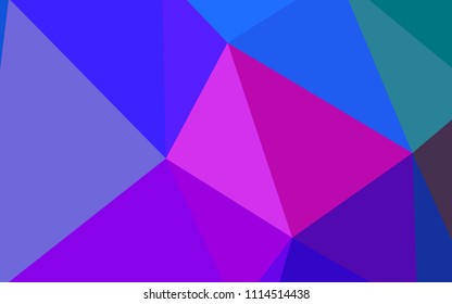 Dark Pink, Blue vector shining triangular layout. Elegant bright polygonal illustration with gradient. Polygonal design for your web site.